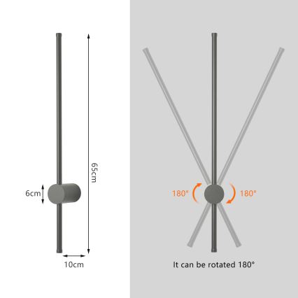 Brilagi - LED външно стенно осветително тяло AURA LED/12W/230V 3000K IP54 65 cm антрацит