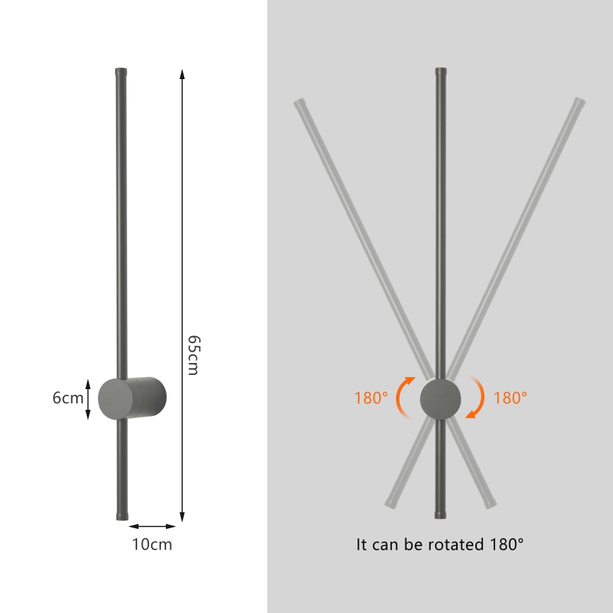 Brilagi - LED външно стенно осветително тяло AURA LED/12W/230V 3000K IP54 65 cm антрацит