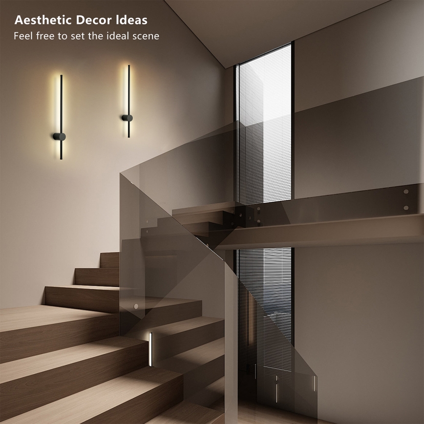 Brilagi - LED Външно стенно осветително тяло AURA LED/12W/230V 3000K IP54 65 см черно CRI 90