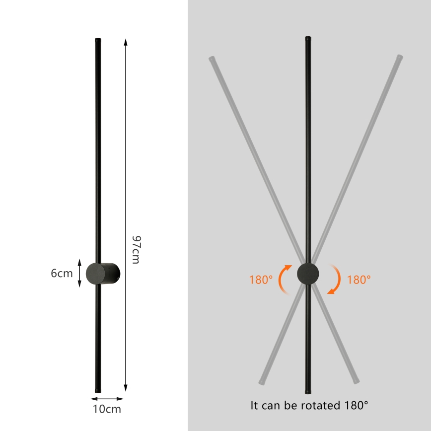 Brilagi - LED външно стенно осветително тяло AURA LED/20W/230V 3000K IP54 97 cm черно CRI 90