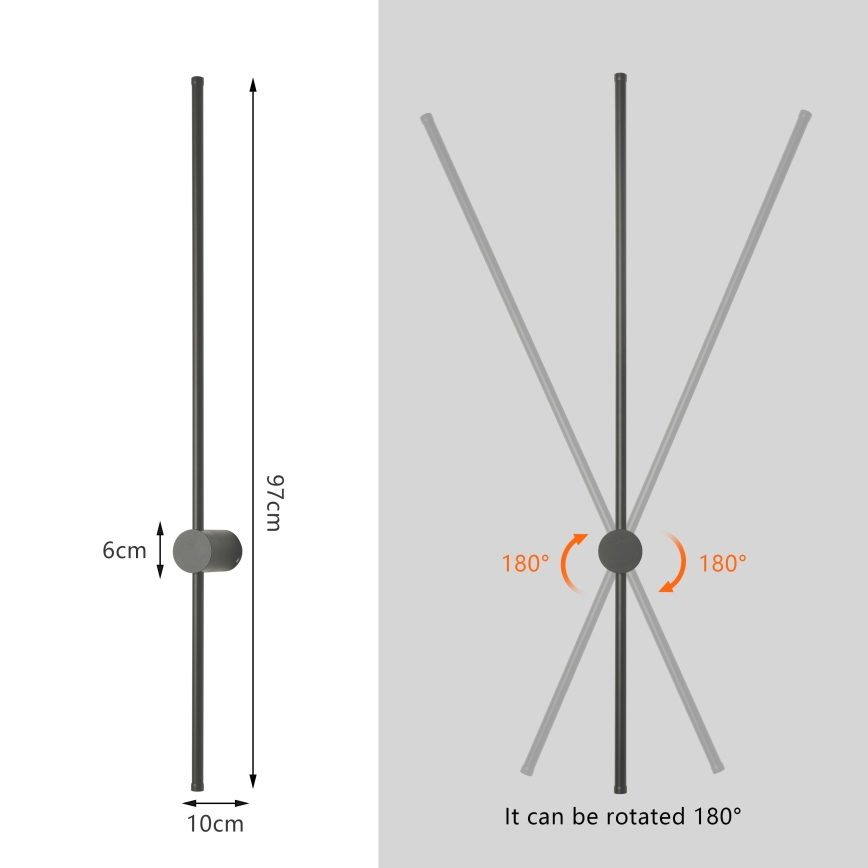 Brilagi - LED външно стенно осветително тяло AURA LED/20W/230V 4000K IP54 97 cm антрацит