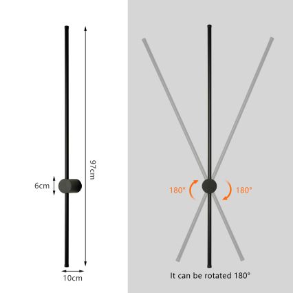 Brilagi - LED Външен стенен осветител AURA LED/20W/230V 4000K IP54 97 cm черен CRI 90