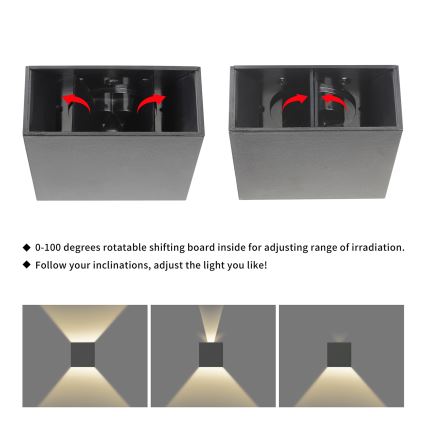 Brilagi - LED външно стенно осветително тяло DOUBLERAY LED/4W/230V антрацит IP65