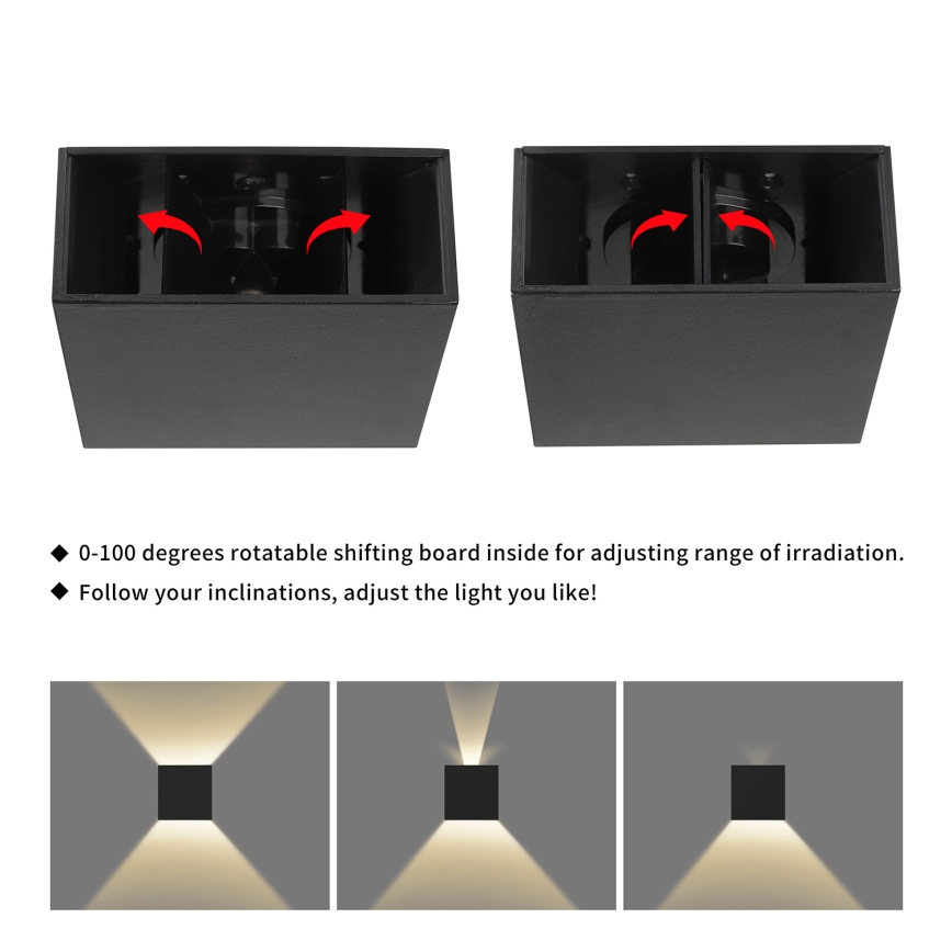 Brilagi - LED външно стенно осветително тяло DOUBLERAY LED/4W/230V черно IP65