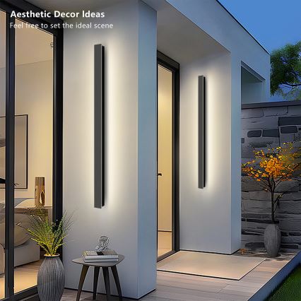 Brilagi - LED външно стенно осветително тяло LINEAR LED/22W/230V 3000K IP65 100 cm черно CRI 90