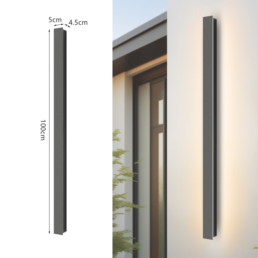 Brilagi - Външен стенен LED осветител LINEAR 22W/230V 4000K IP65 100 cm антрацит
