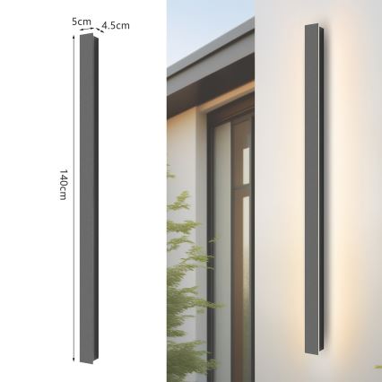 Brilagi - LED Външно стенно осветително тяло LINEAR LED/32W/230V 3000K IP65 140 cm антрацит