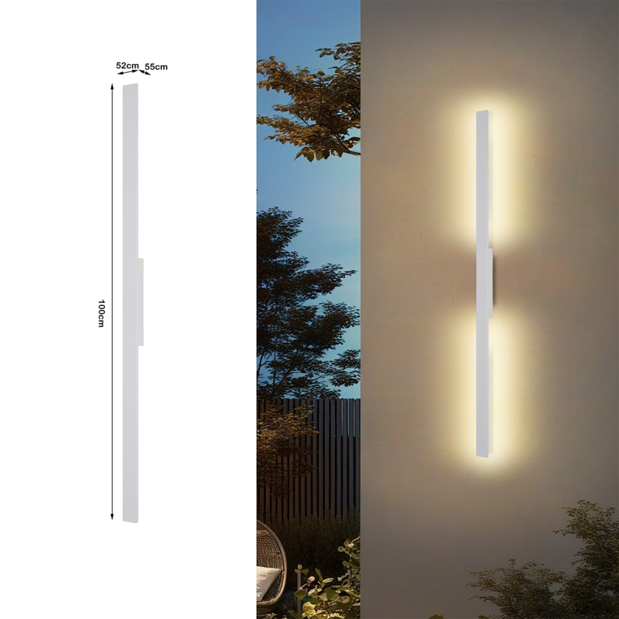 Brilagi - LED външно стенно осветително тяло LUNA LED/24W/230V 3000K IP65 100 cm бяло CRI 90