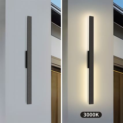 Brilagi - LED външно стенно осветително тяло LUNA LED/24W/230V 3000K IP65 100 cm черно