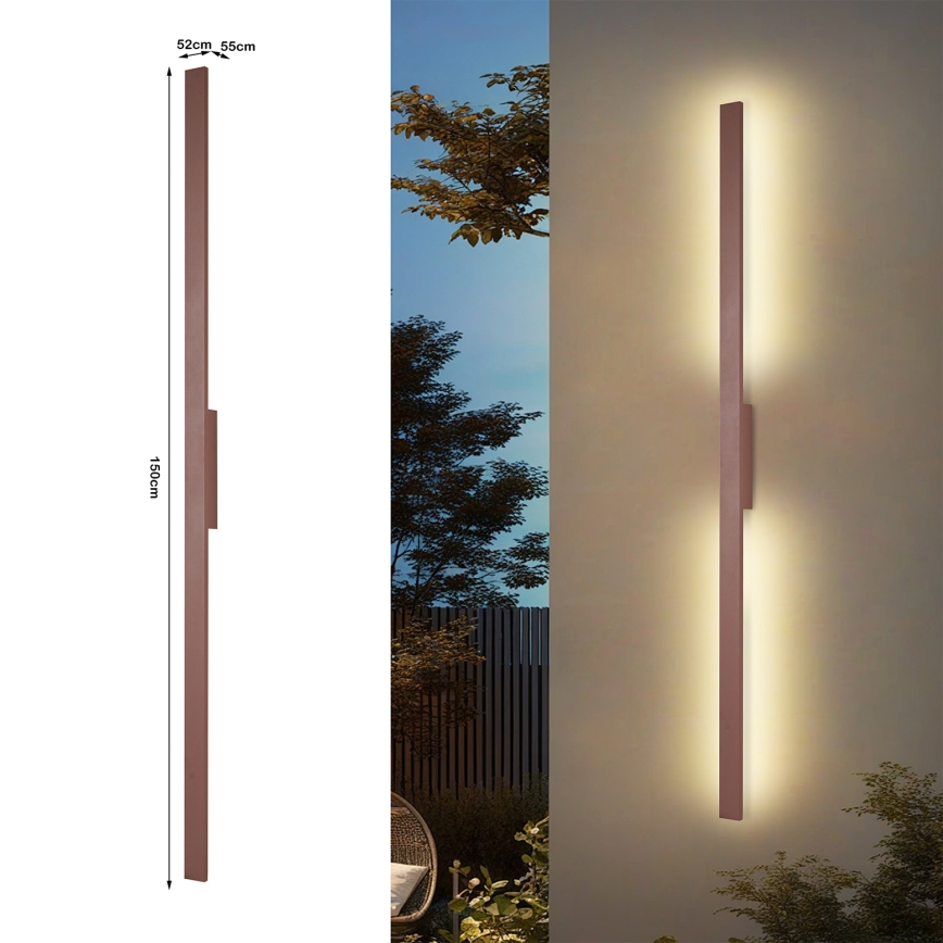 Brilagi - LED външно стенно осветително тяло LUNA LED/30W/230V 3000K IP65 150 cm кафяво CRI 90