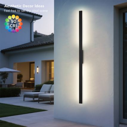 Brilagi - LED външно стенно осветително тяло LUNA LED/30W/230V 4000K IP65 150 см черно CRI 90