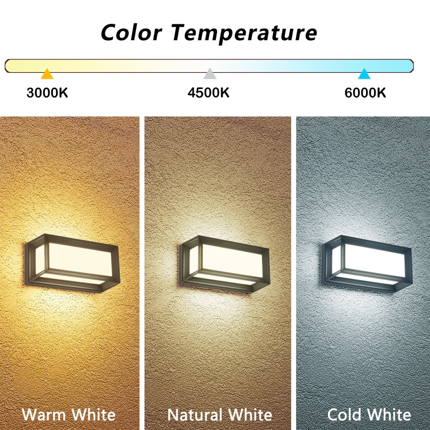 Brilagi - LED външно стенно осветително тяло PARKER LED/12W/230V 3000/4500/6000K антрацит IP44