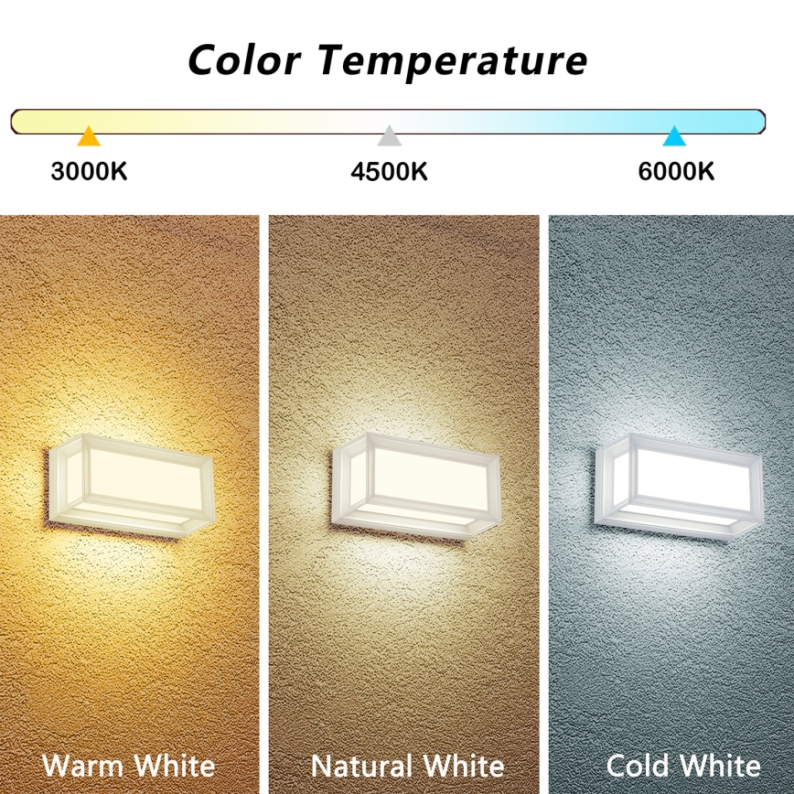 Brilagi - Външно стенно LED осветително тяло PARKER LED/12W/230V 3000/4500/6000K бяло IP44