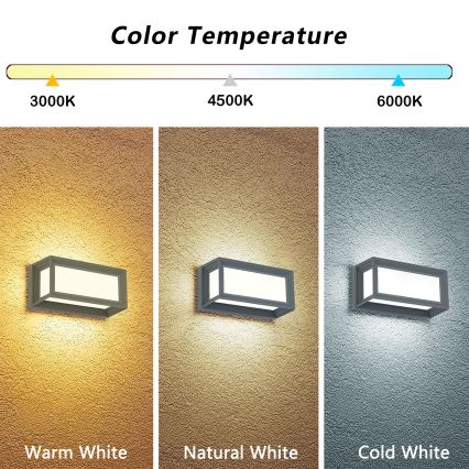 Brilagi - LED външно стенно осветително тяло PARKER LED/12W/230V 3000/4500/6000K сиво IP44