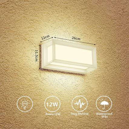 Brilagi - LED Външно стенно осветително тяло PARKER LED/12W/230V бяло IP44