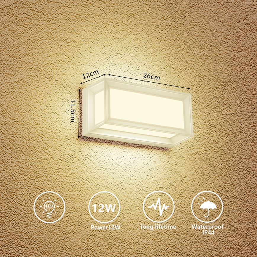 Brilagi - LED Външно стенно осветително тяло PARKER LED/12W/230V бяло IP44