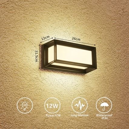 Brilagi - LED външно стенно осветително тяло PARKER LED/12W/230V черно IP44