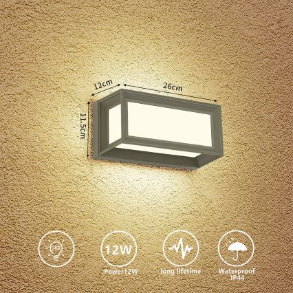 Brilagi - LED външно стенно осветително тяло PARKER LED/12W/230V сиво IP44