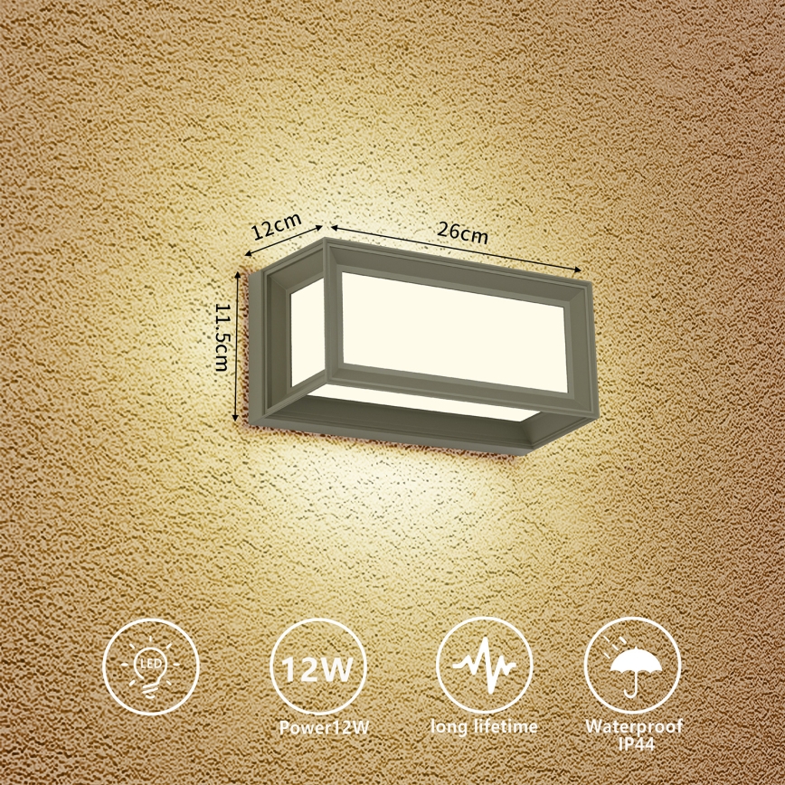 Brilagi - LED външно стенно осветително тяло PARKER LED/12W/230V сиво IP44