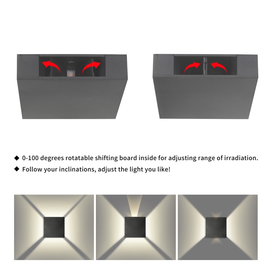 Brilagi - LED външно стенно осветително тяло QUADRAY LED/4W/230V антрацит IP65