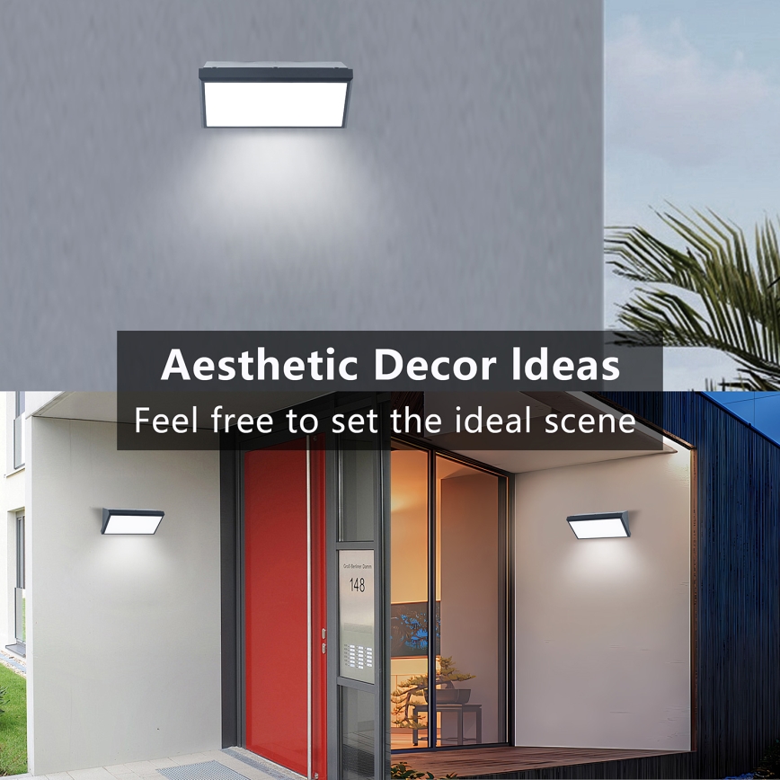 Brilagi - LED външно стеннo осветително тяло със сензор TRIANGLE LED/20W/230V антрацит IP65