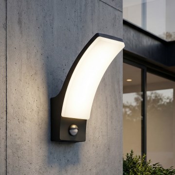 BRILAGI - LED външно стенно осветително тяло с датчик за движение и сумрак ARCELO LED/12W/230V IP65 черно