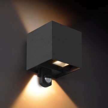 Brilagi - LED външно стенно осветително тяло с сензор CUBE LED/6W/230V черно IP65