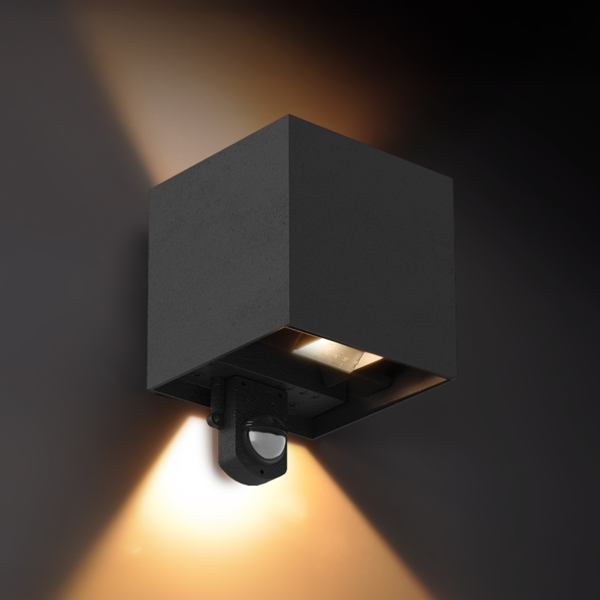 Brilagi - LED външно стенно осветително тяло с сензор CUBE LED/6W/230V черно IP65