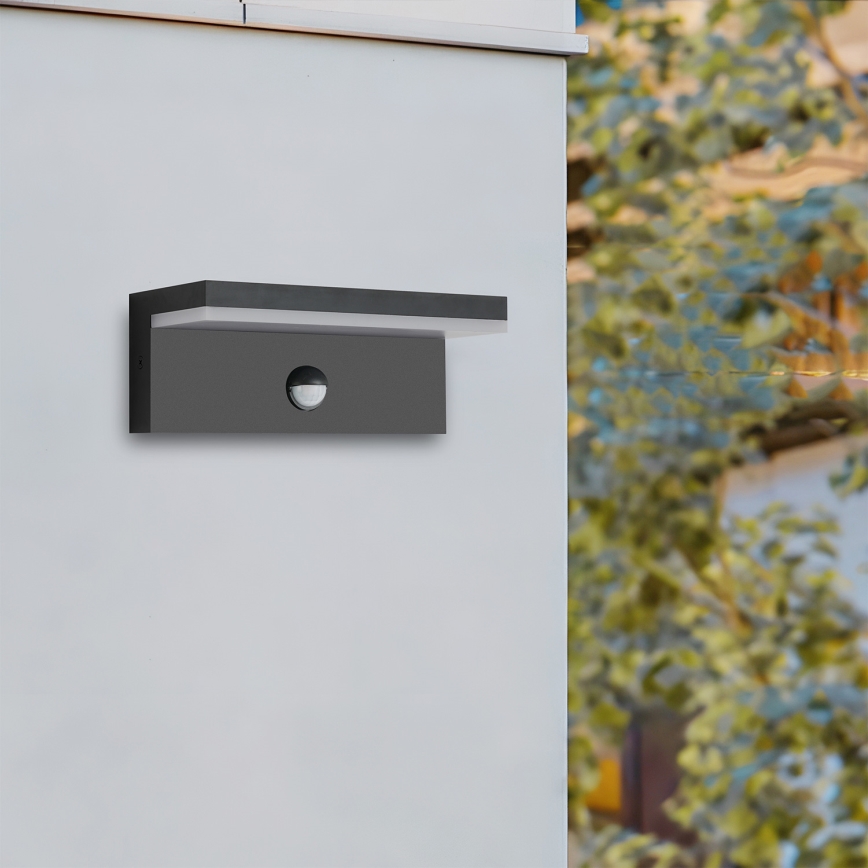 Brilagi - LED външно стенно осветително тяло със сензор TESSI LED/10W/230V черно IP54