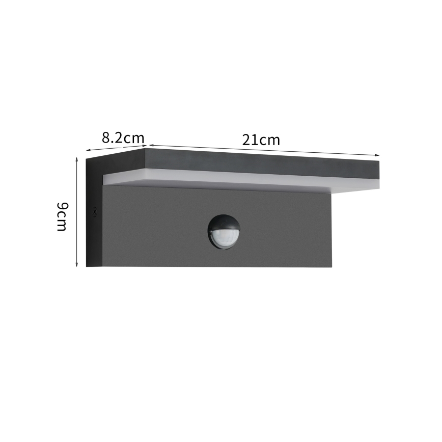 Brilagi - LED външно стенно осветително тяло със сензор TESSI LED/10W/230V черно IP54