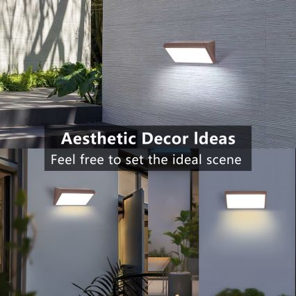 Brilagi - LED външно стенно осветително тяло с вграден сензор TRIANGLE LED/20W/230V кафяво IP65