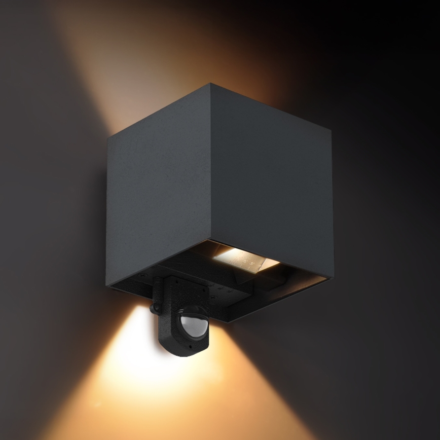 Brilagi - LED външно стенно осветително тяло със сензор CUBE LED/6W/230V антрацит IP65