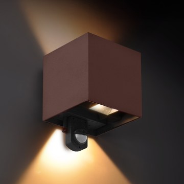 Brilagi - LED външно стенно осветително тяло със сензор CUBE LED/6W/230V, кафяво, IP65