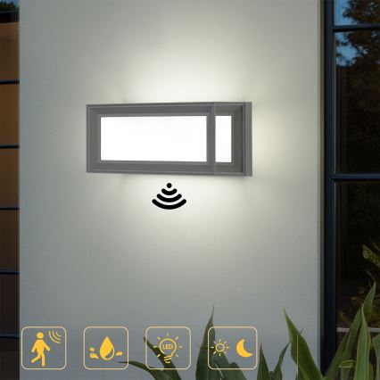 Brilagi - LED външно стеннo осветително тяло със сензор PARKER LED/12W/230V сиво IP44