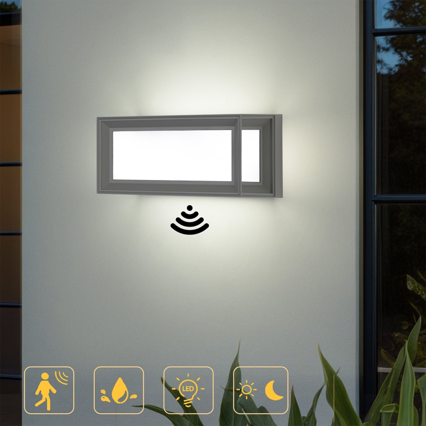 Brilagi - LED външно стеннo осветително тяло със сензор PARKER LED/12W/230V сиво IP44
