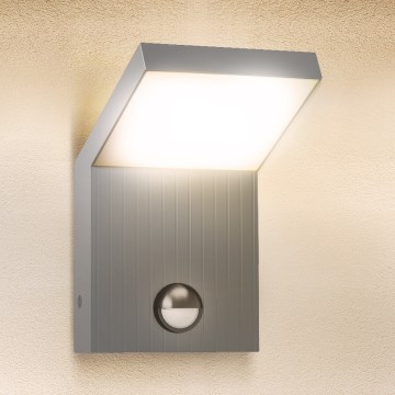 Brilagi - LED външно стенно осветително тяло със сензор RIANO, LED/8W/230V, сребристо, IP65