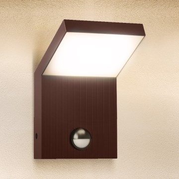 Brilagi - LED външно стенно осветително тяло със сензор RIANO LED/8W/230V кафяво IP65