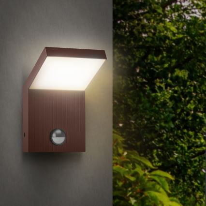 Brilagi - LED външно стенно осветително тяло със сензор RIANO LED/8W/230V кафяво IP65