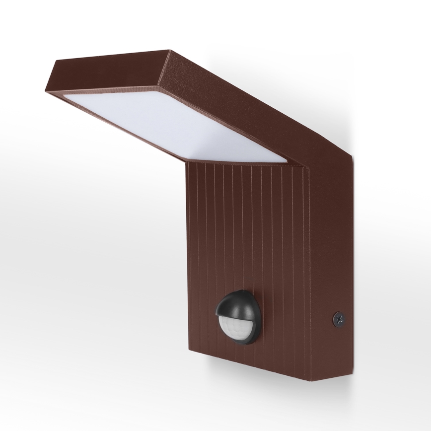 Brilagi - LED външно стенно осветително тяло със сензор RIANO LED/8W/230V кафяво IP65