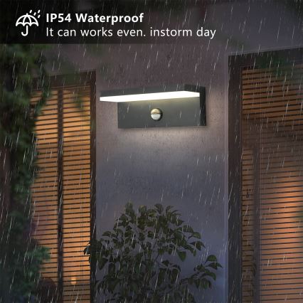 Brilagi - LED външно стенно осветително тяло със сензор TESSI LED/10W/230V антрацит IP54