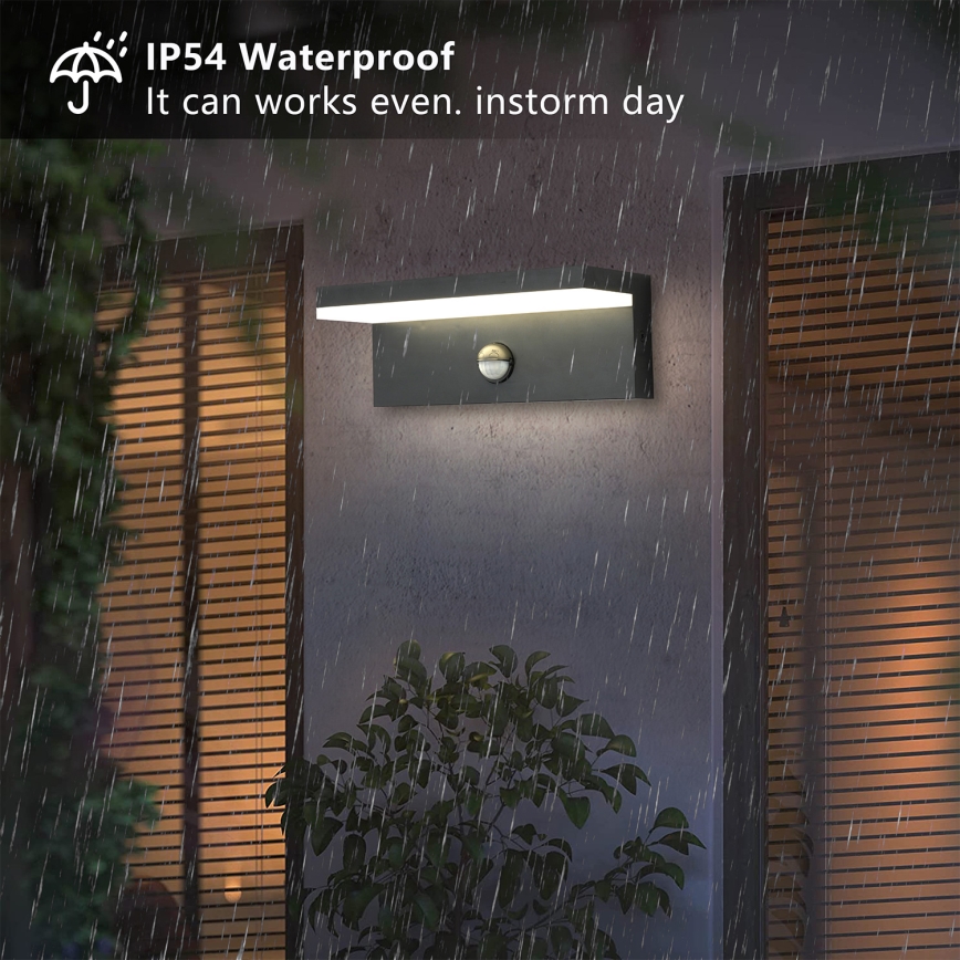 Brilagi - LED външно стенно осветително тяло със сензор TESSI LED/10W/230V антрацит IP54