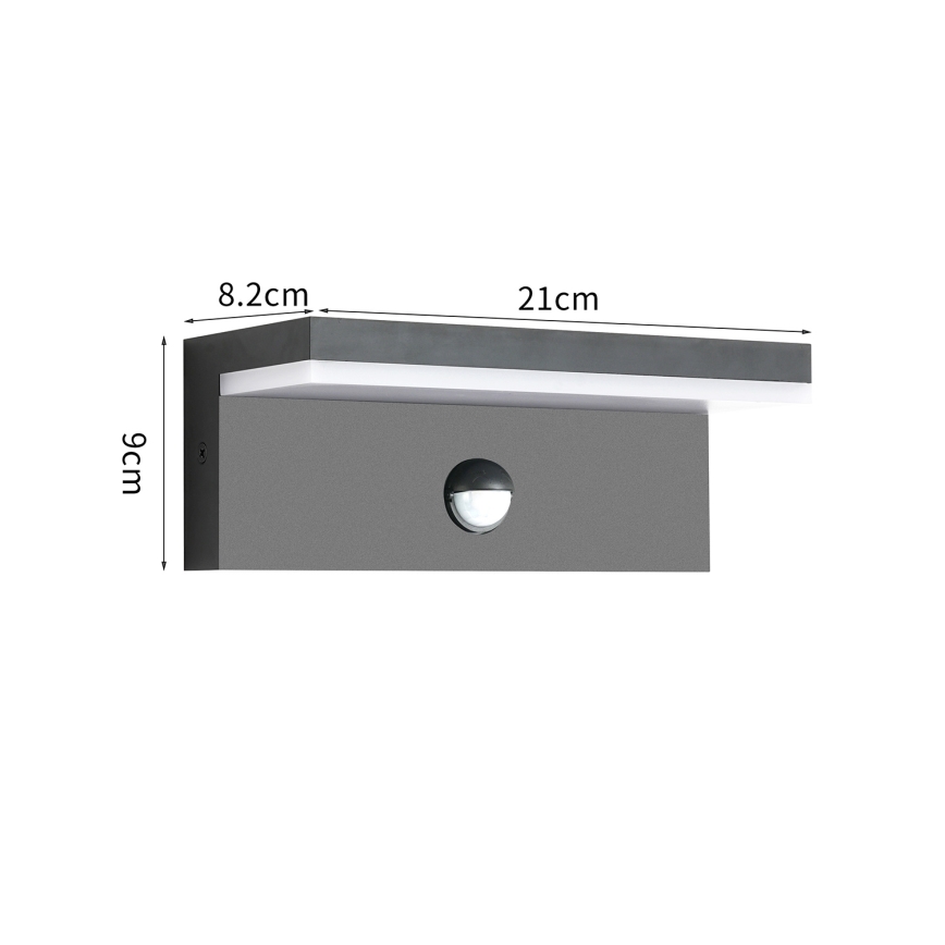Brilagi - LED външно стенно осветително тяло със сензор TESSI LED/10W/230V антрацит IP54