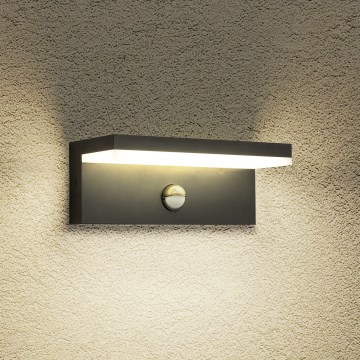 Brilagi - LED външно стенно осветително тяло със сензор TESSI LED/10W/230V черно IP54