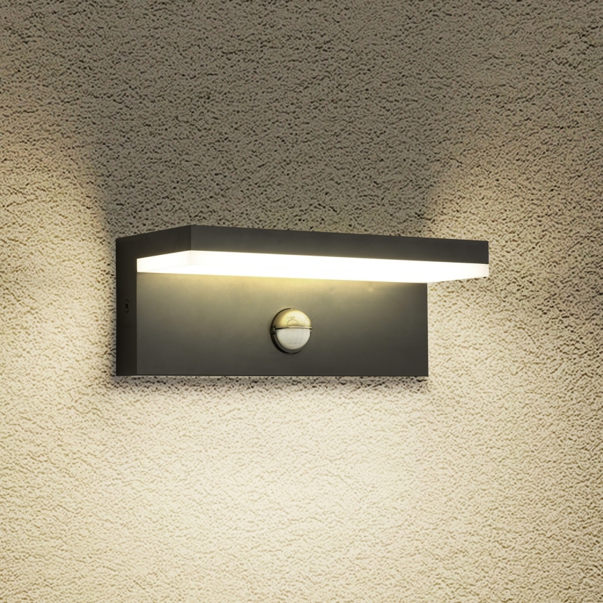 Brilagi - LED външно стенно осветително тяло със сензор TESSI LED/10W/230V черно IP54