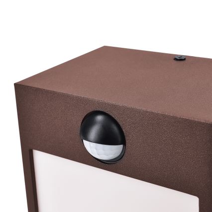 Brilagi - LED външна стенна лампа с сензор TERNI LED/12W/230V, кафява, IP44