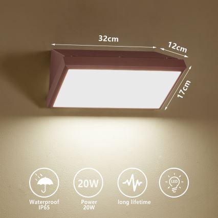 Brilagi - LED външно стенно осветително тяло TRIANGLE LED/20W/230V кафяво IP65