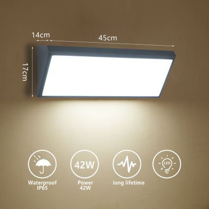 Brilagi - LED Външно стенно осветително тяло TRIANGLE LED/42W/230V антрацит IP65