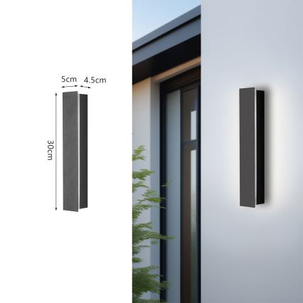 Brilagi - LED външно стенно осветително тяло LINEAR LED/8W/230V 4000K IP65 30 cm антрацит