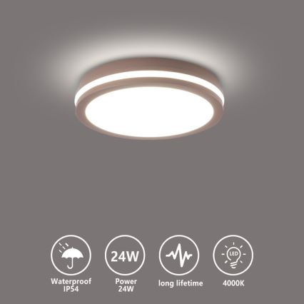 Brilagi - LED външно таванно осветително тяло BENE LED/24W/230V Ø 26 см кафяво IP54