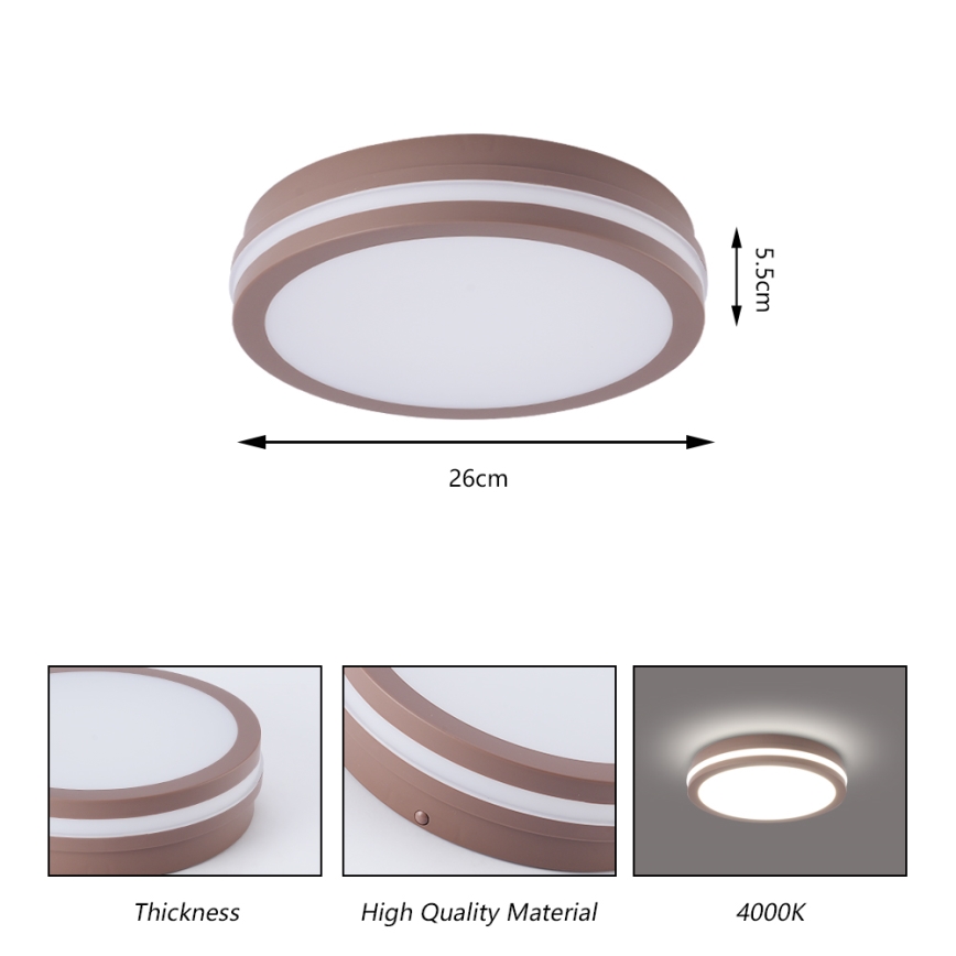 Brilagi - LED външно таванно осветително тяло BENE LED/24W/230V Ø 26 см кафяво IP54
